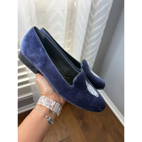 Jack Rogers Blue Pottery Suede Chinoissoire Loafers Women's Sizes US8 - Picture 2 of 7